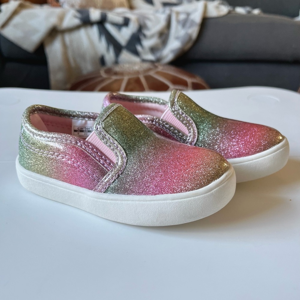 Carters Multi Glitter Slip Ons NWOT